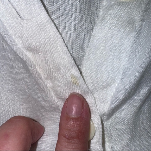 FLAX By Jeanne Engelhart Button Down White Linen Shirt Top Size Large - Picture 8 of 11